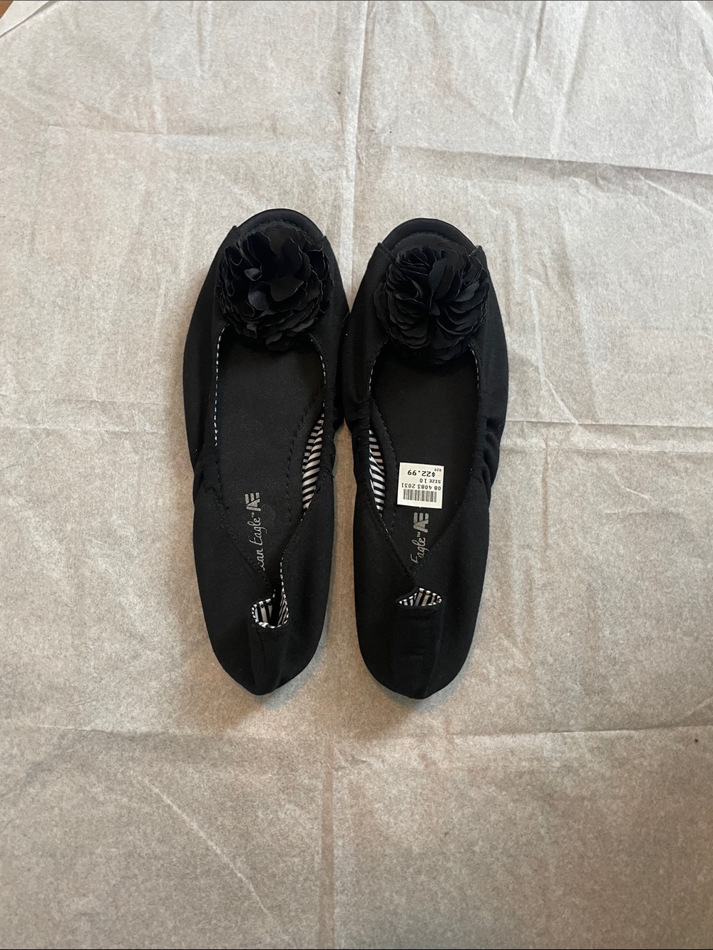 Black Floral Slip-On Ballet Flats